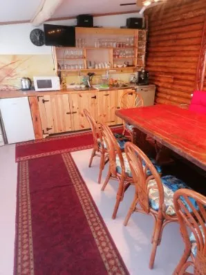 The kitchen and the dining room